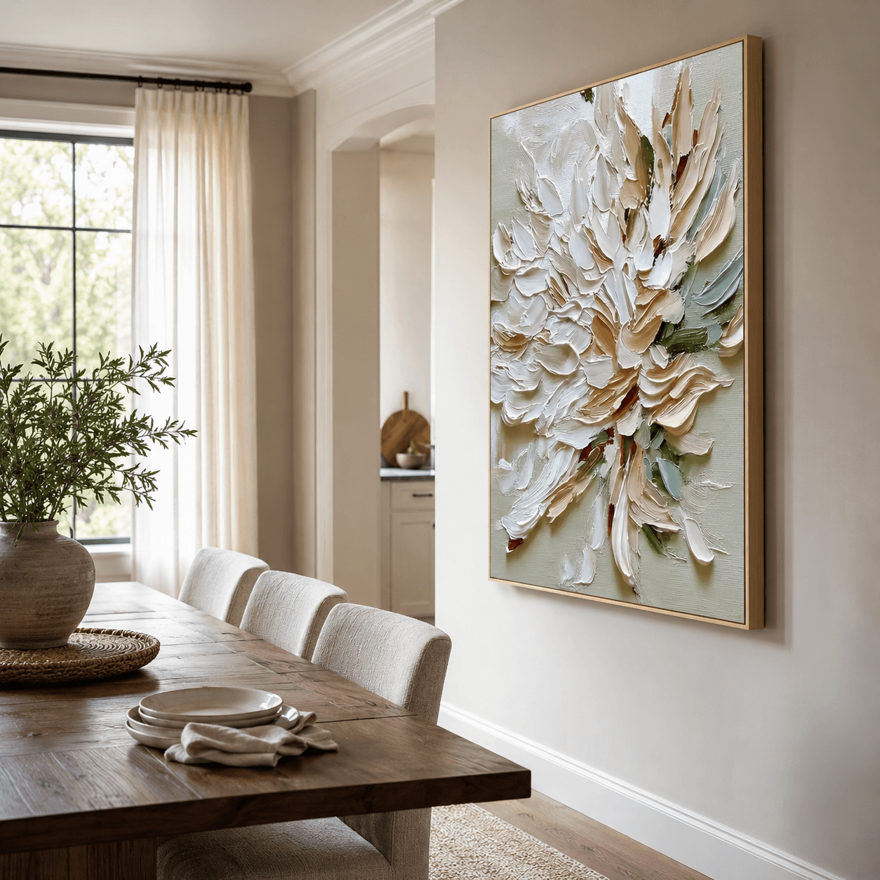 Textured Floral Elegance | Beige Blossom
