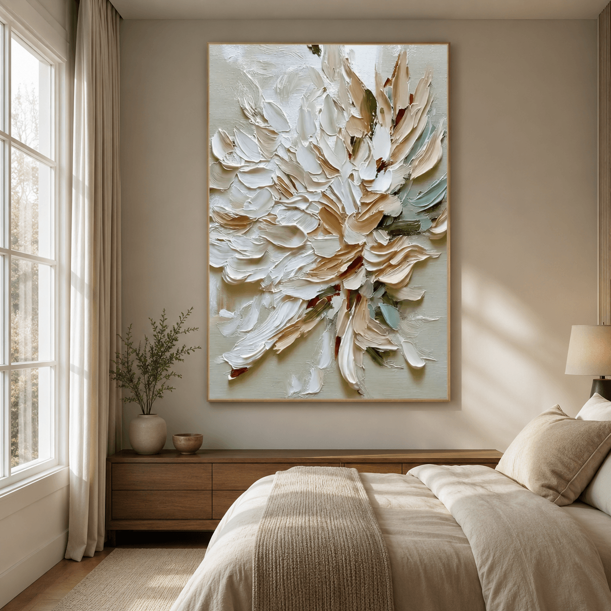 Textured Floral Elegance | Beige Blossom