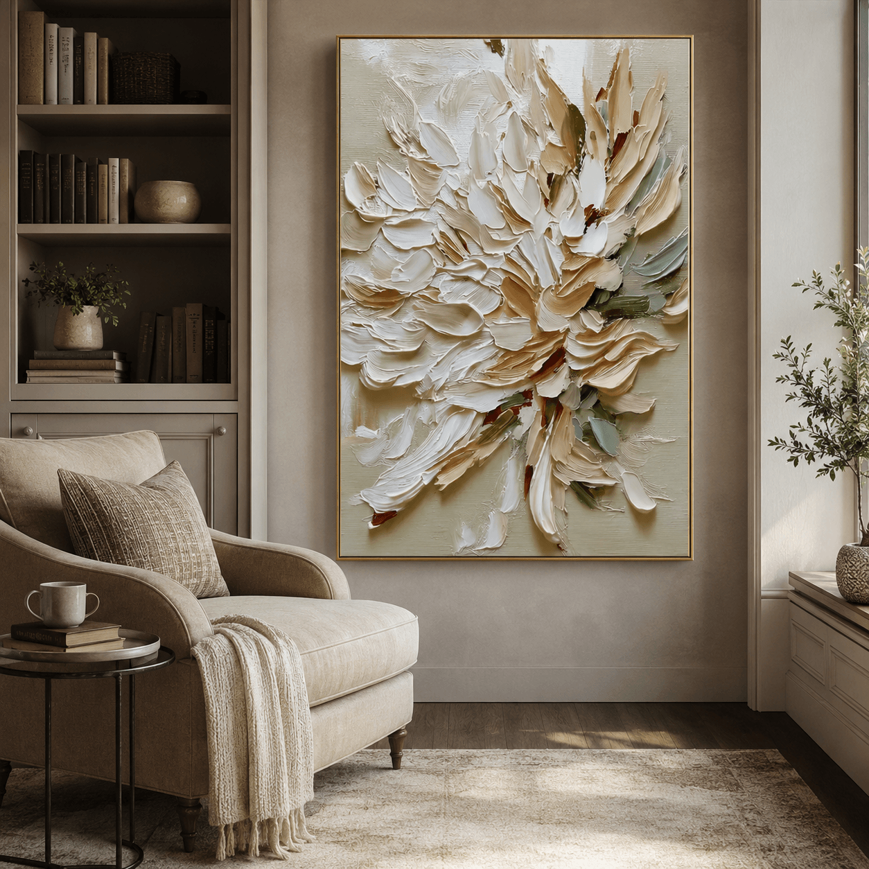 Textured Floral Elegance | Beige Blossom