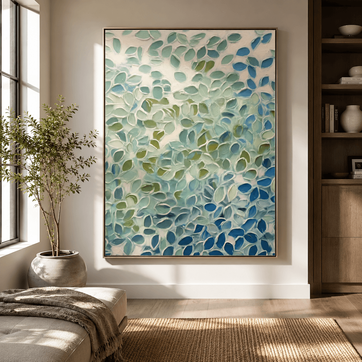 Textured Leaf Abundance | Blue Green