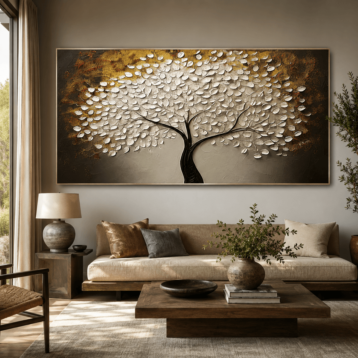 Textured Tree Opulence | White Brown
