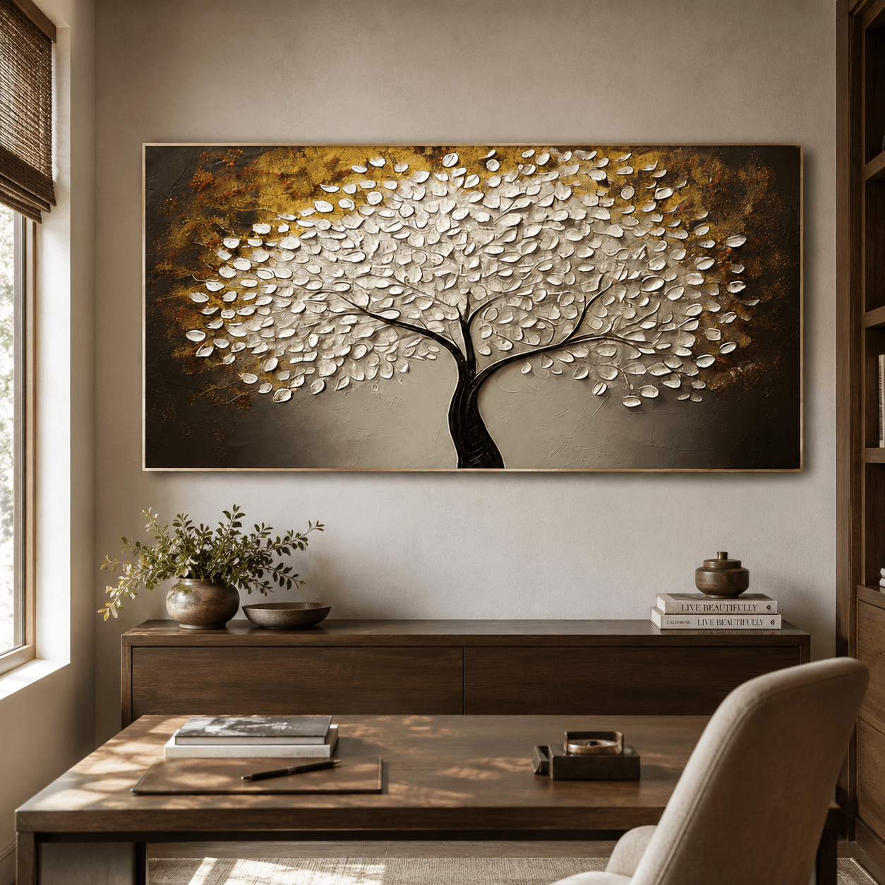 Strukturierter Baum Opulenz | Weiß Braun