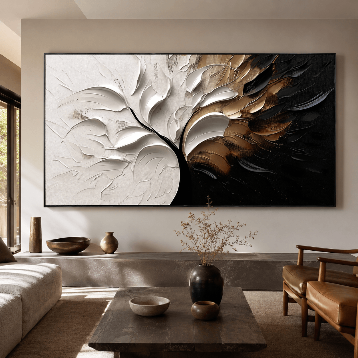 Textured Foliage Grandeur | Gold White