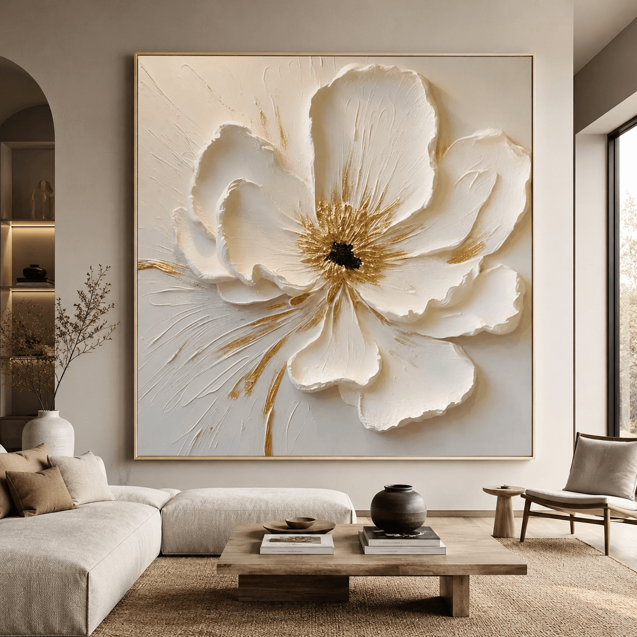 Textured Floral Opulence | White Bloom