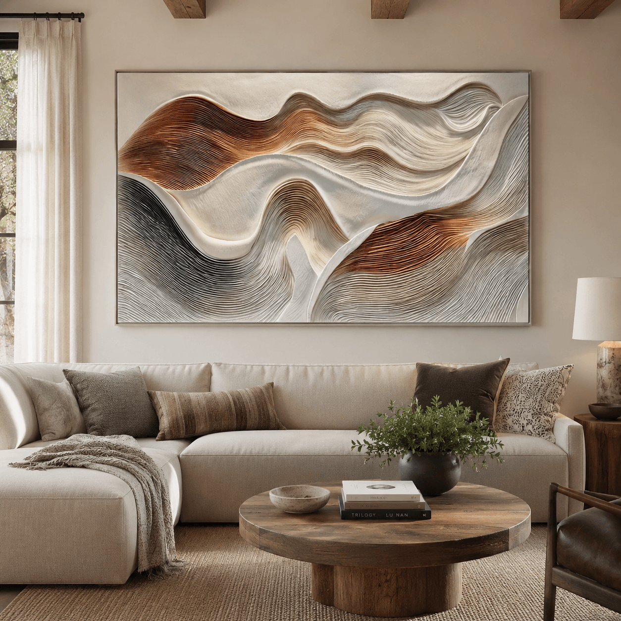 Textured Wave Harmony | Beige Brown