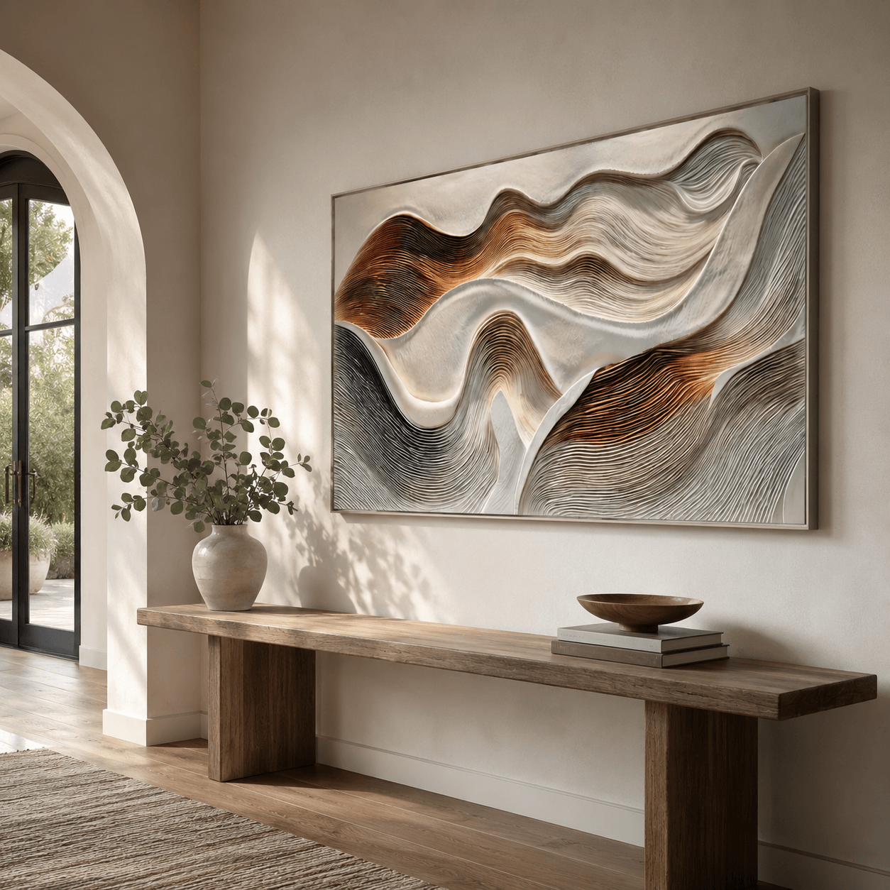 Strukturierte Wellenharmonie | Beige Braun