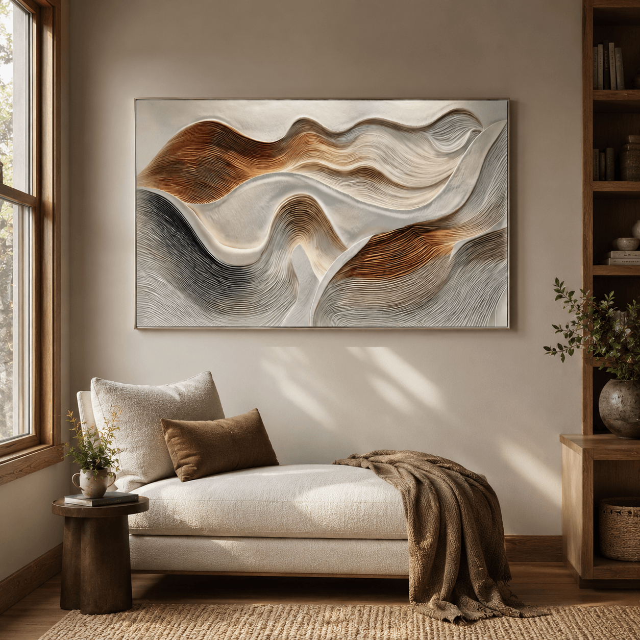 Strukturierte Wellenharmonie | Beige Braun