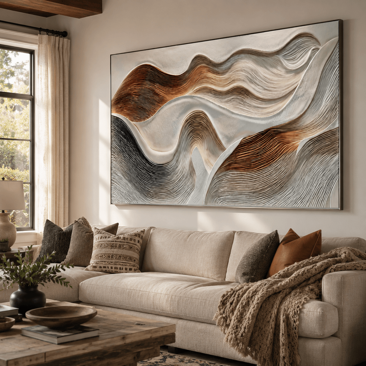 Strukturierte Wellenharmonie | Beige Braun