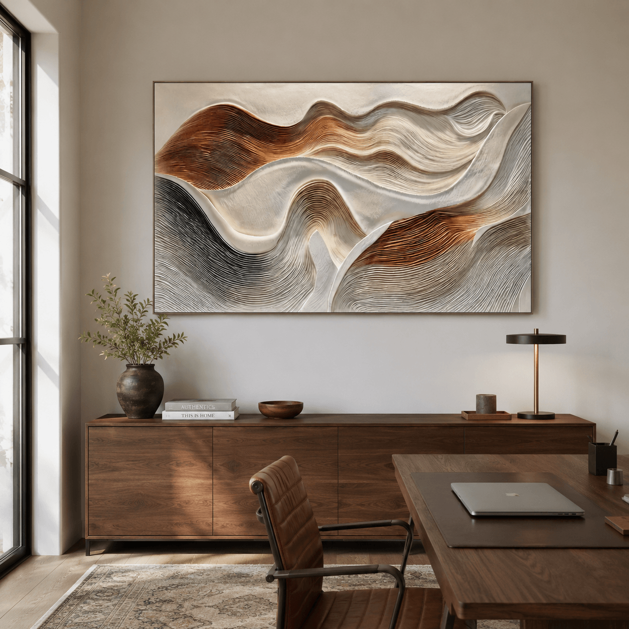 Strukturierte Wellenharmonie | Beige Braun