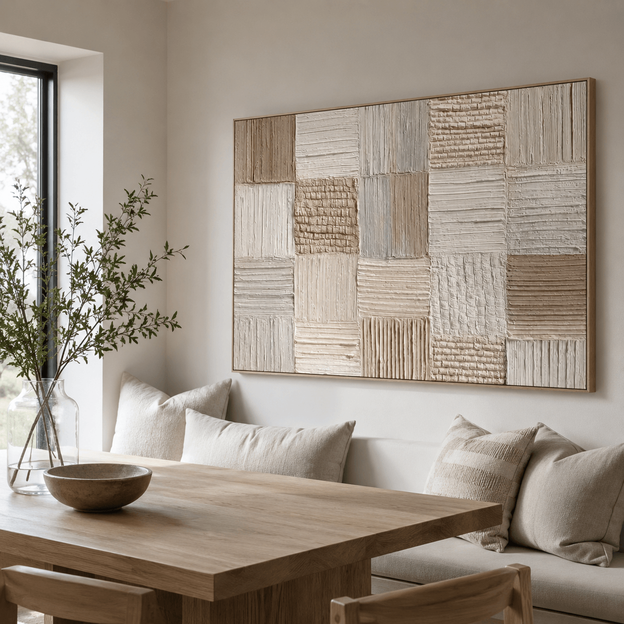 Texturiertes Patchwork-Stillleben | Neutrale Töne