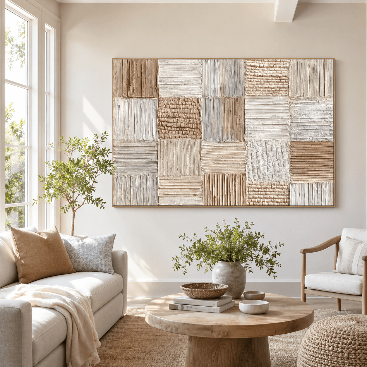 Texturiertes Patchwork-Stillleben | Neutrale Töne