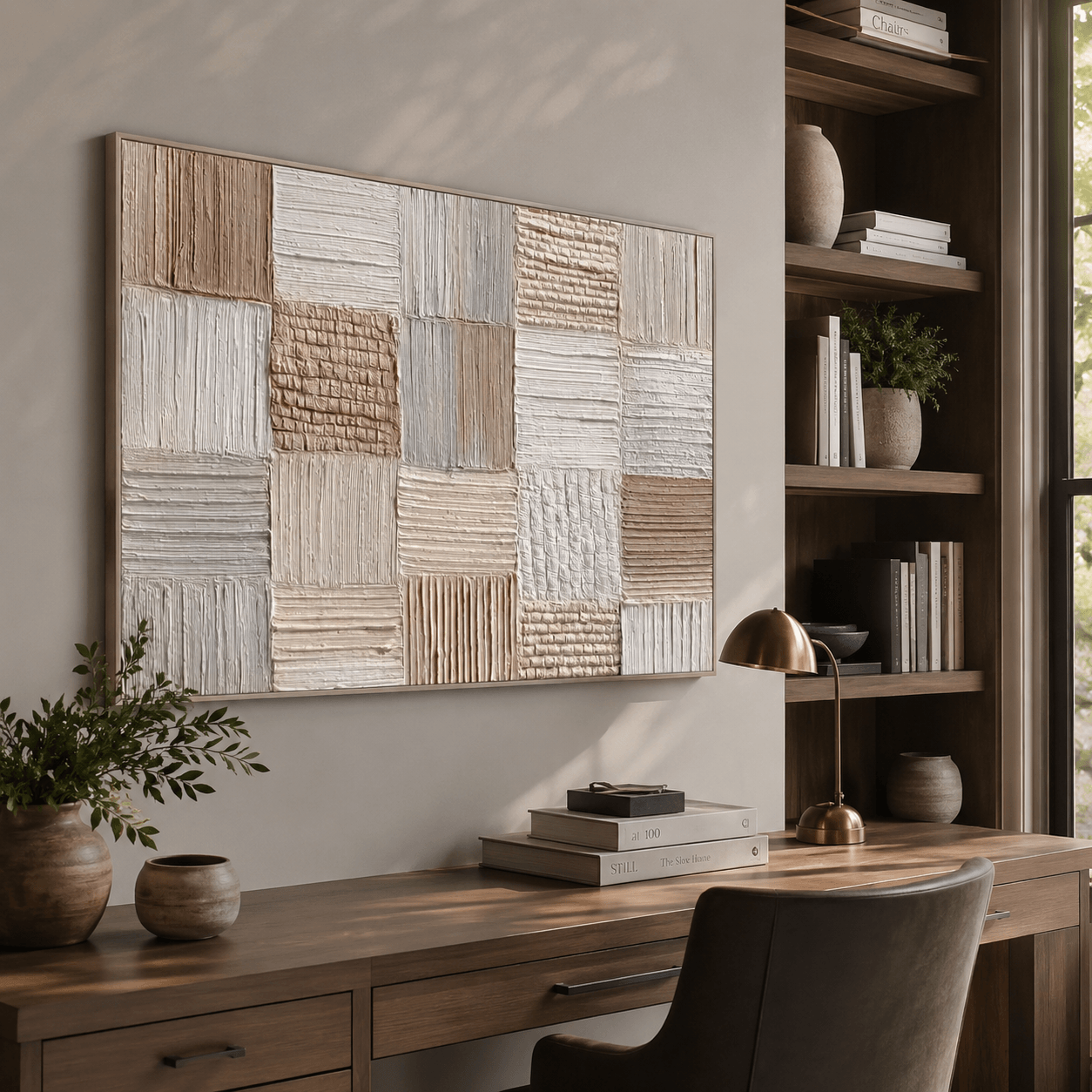 Texturiertes Patchwork-Stillleben | Neutrale Töne