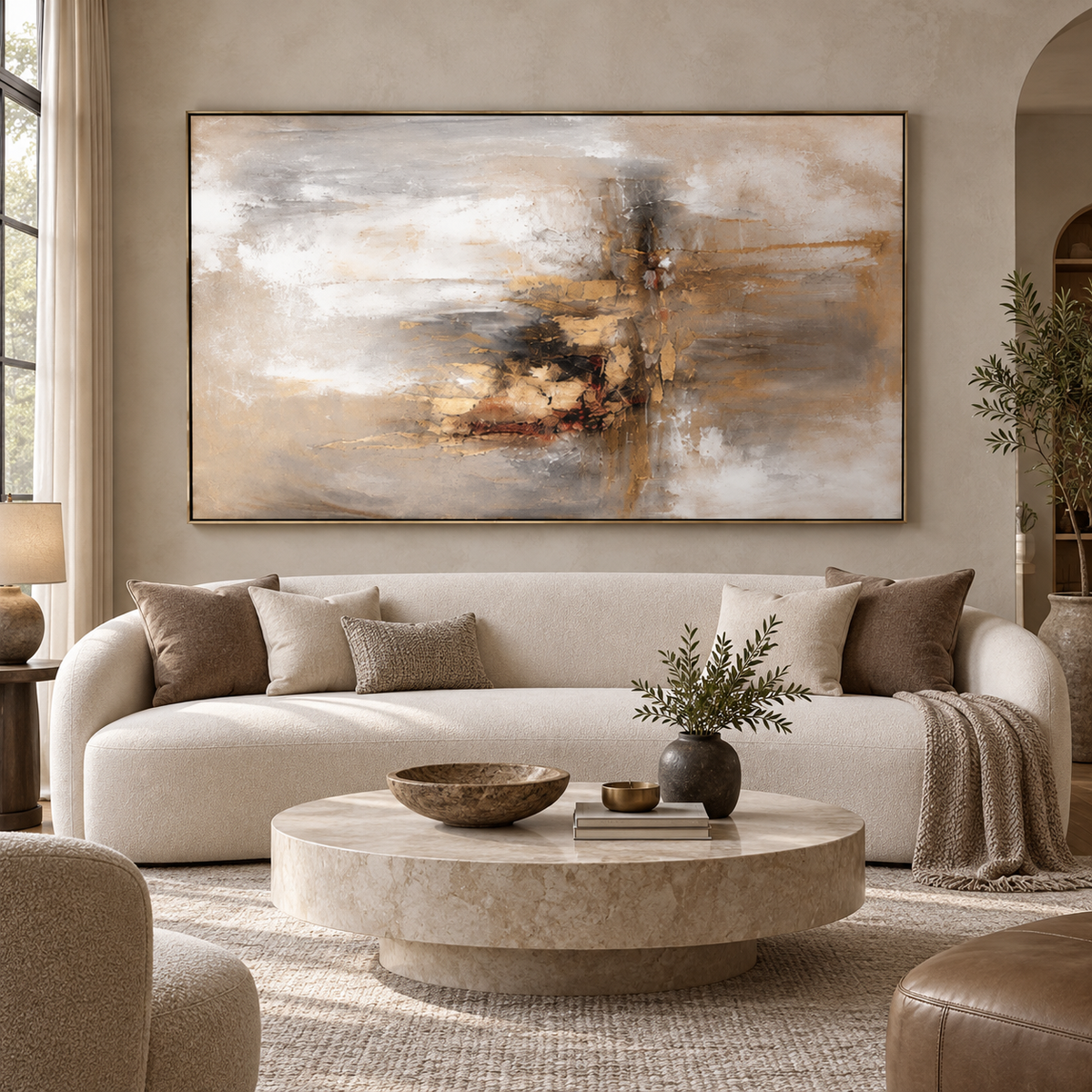 Minimalist Abstract Art｜Golden Mist Passage