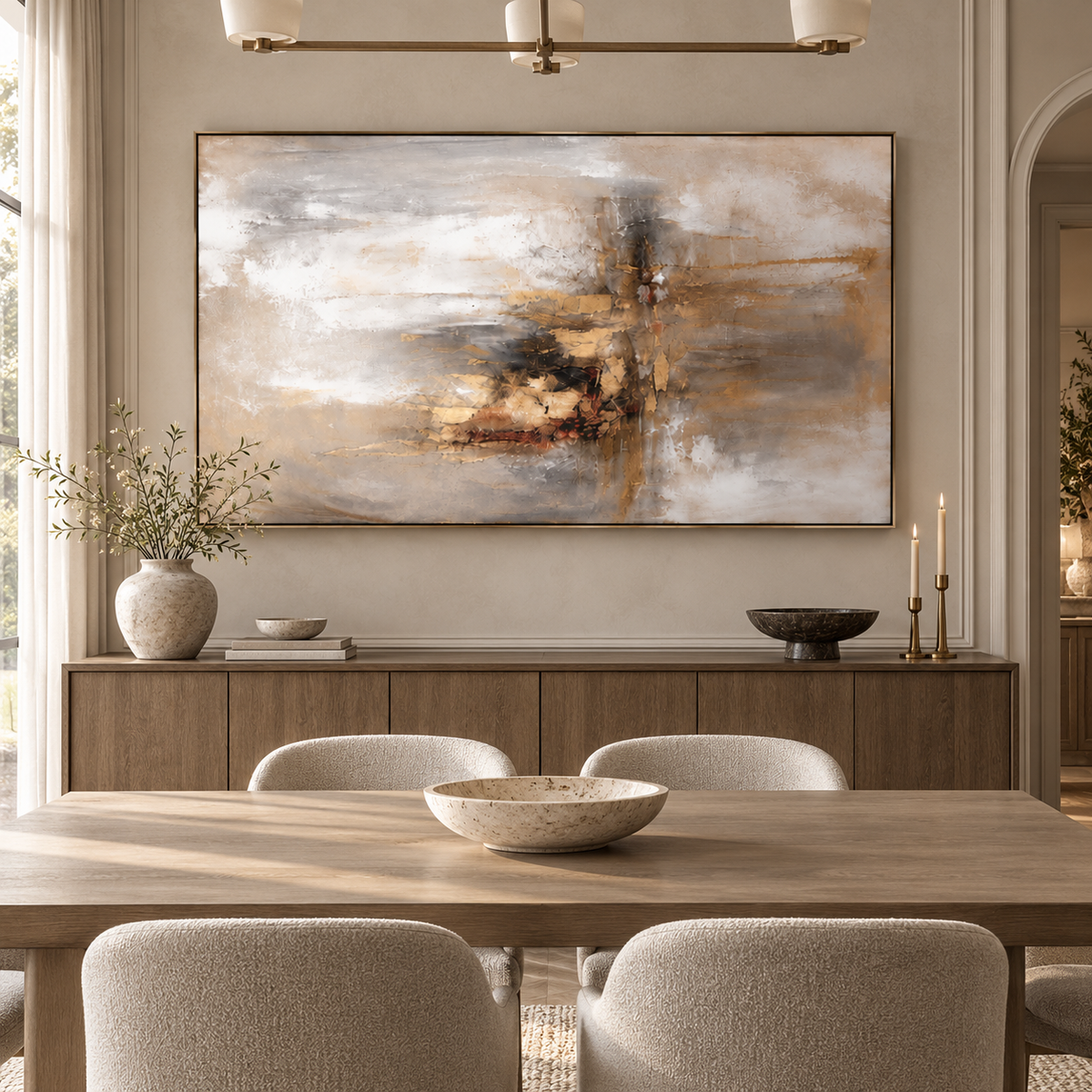 Minimalist Abstract Art｜Golden Mist Passage