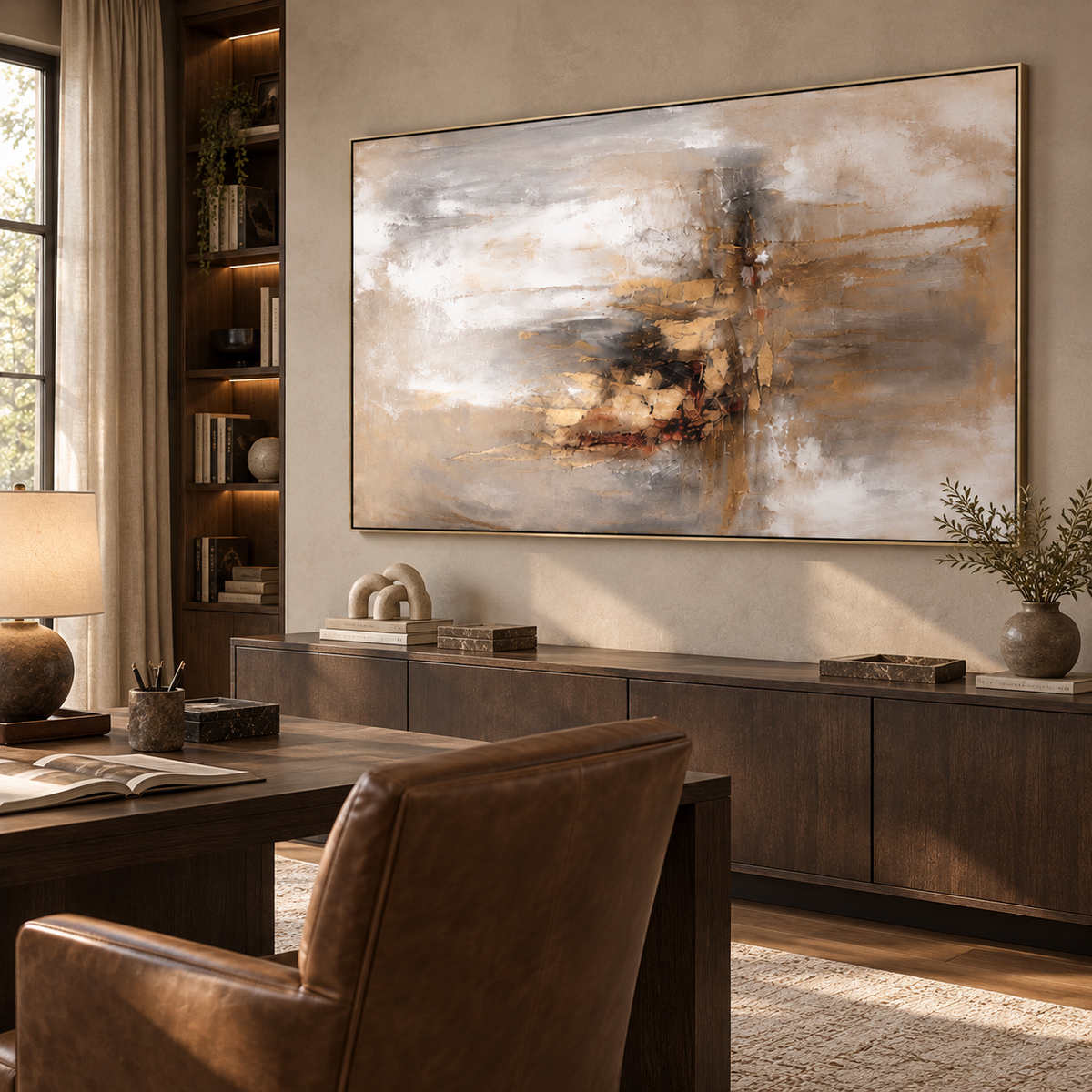 Minimalist Abstract Art｜Golden Mist Passage