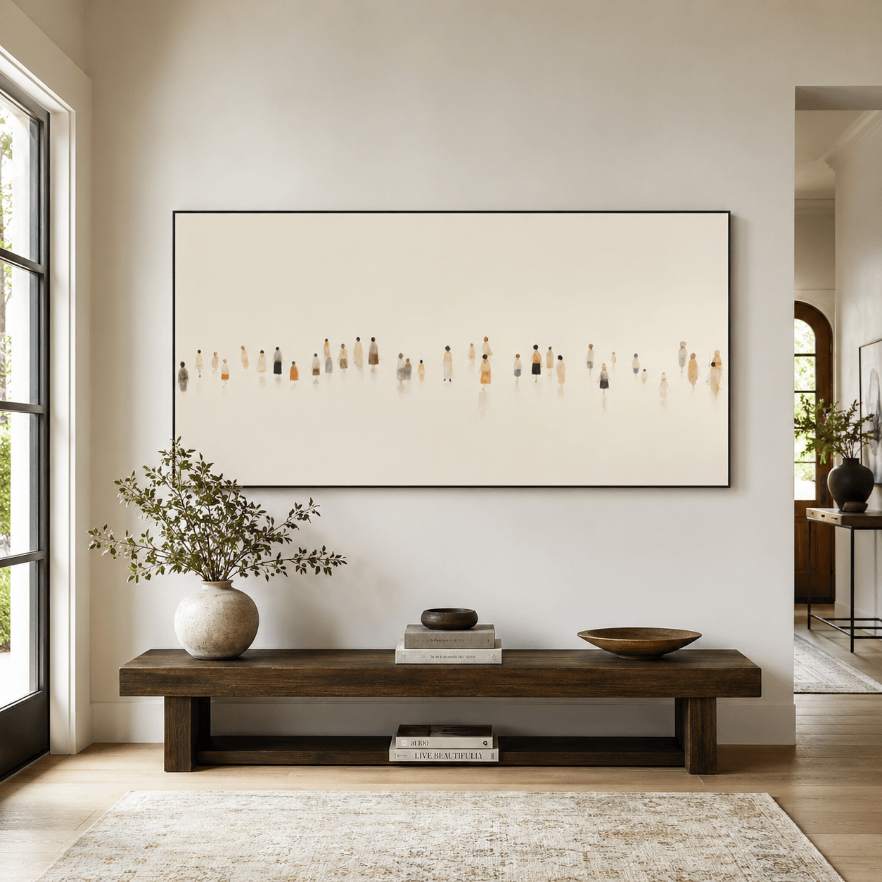 Szenenbild mit Menschenmengen | Minimalistische Eleganz-Stimmung