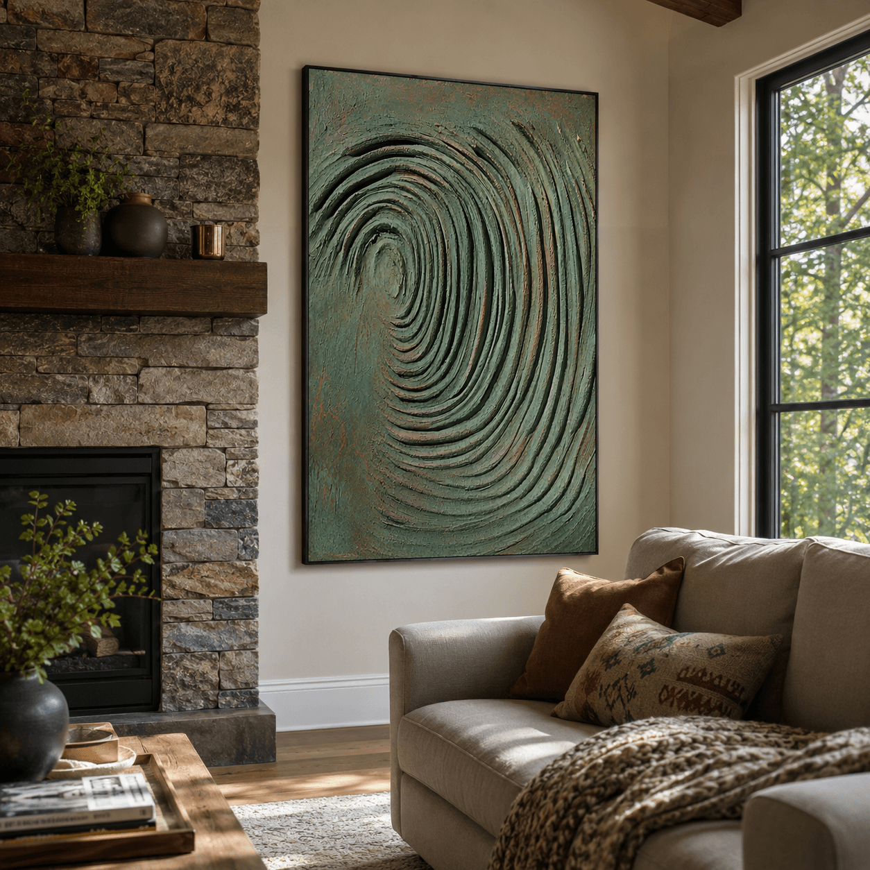 Texturierte Spiralpracht | Beige Grau