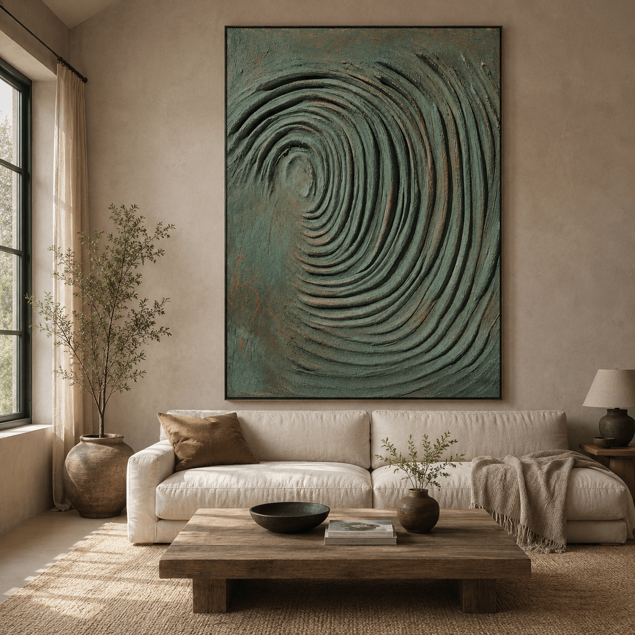 Texturierte Spiralpracht | Beige Grau