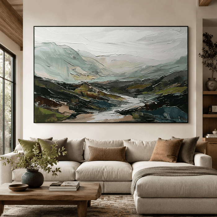 Textured Mountain Vista | Green Landscape