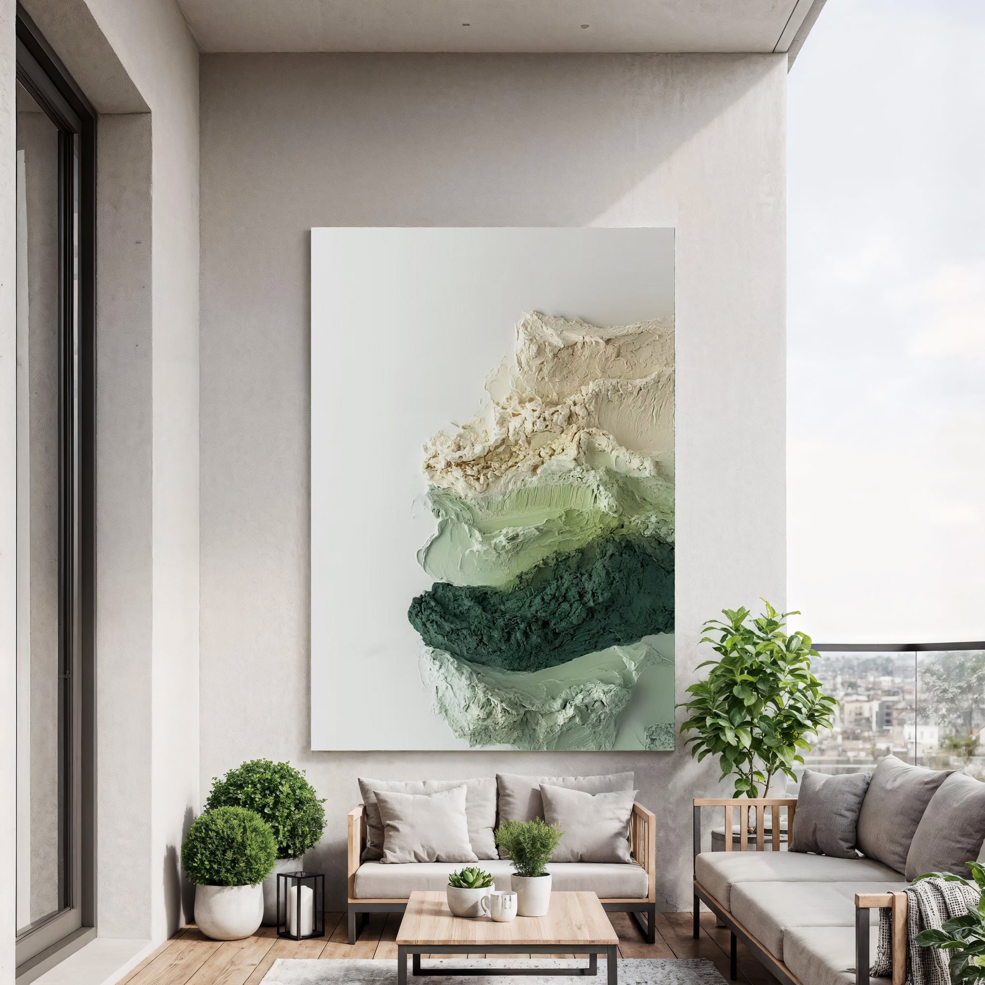 Textured Verdant Gradients | Ivory Crescents