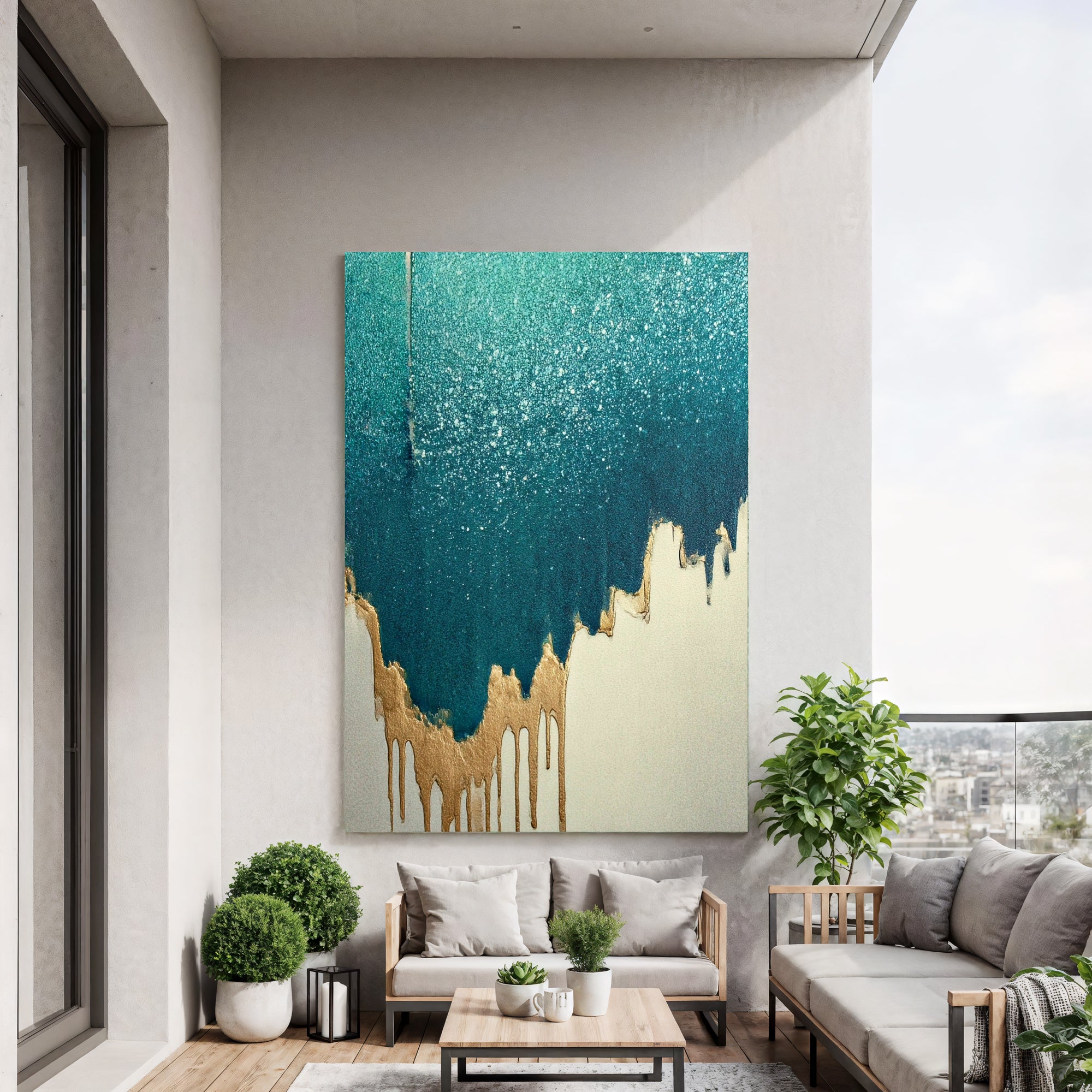 Textured Turquoise Splendor | Gilded Drips