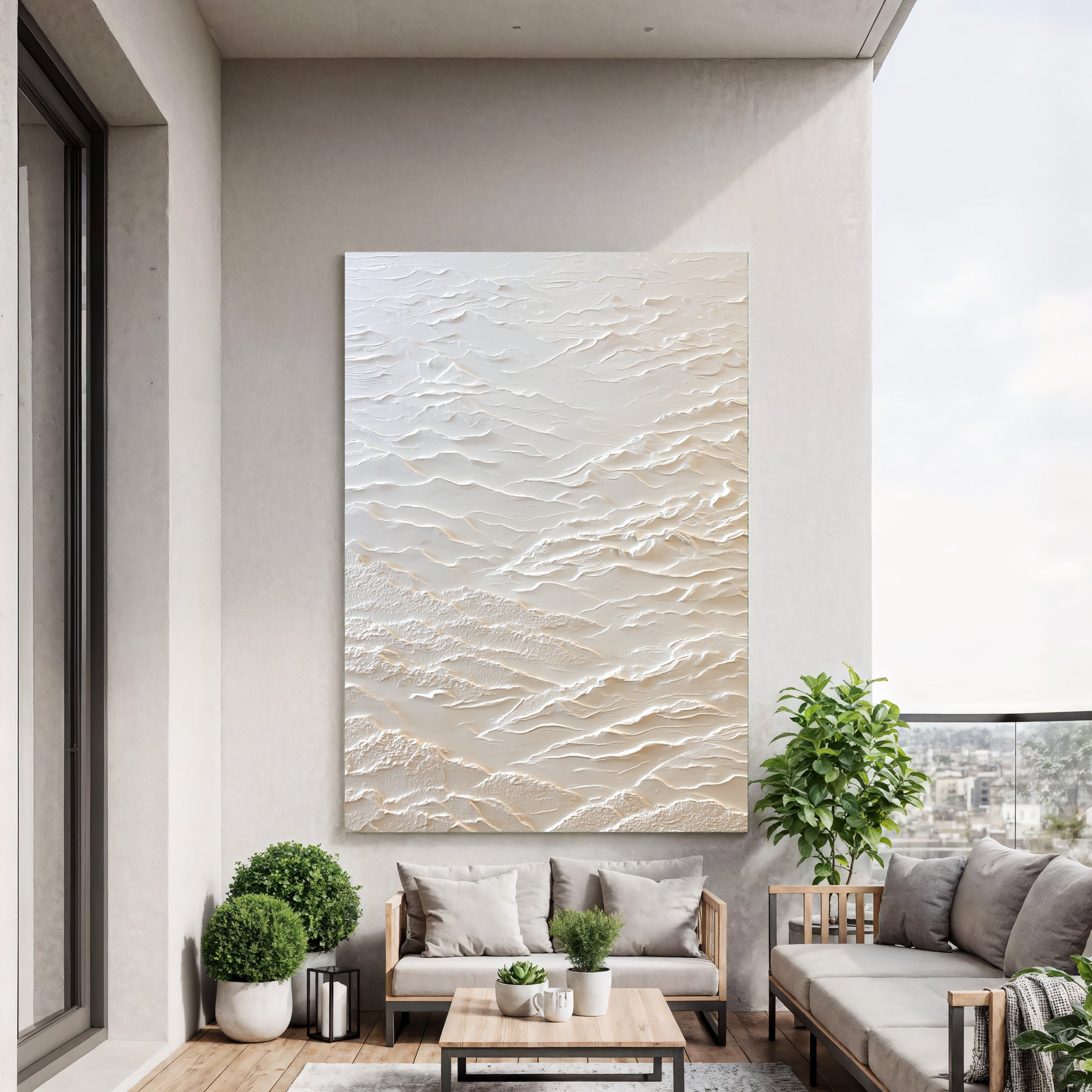 Textured Ivory Undulations | White Ridges