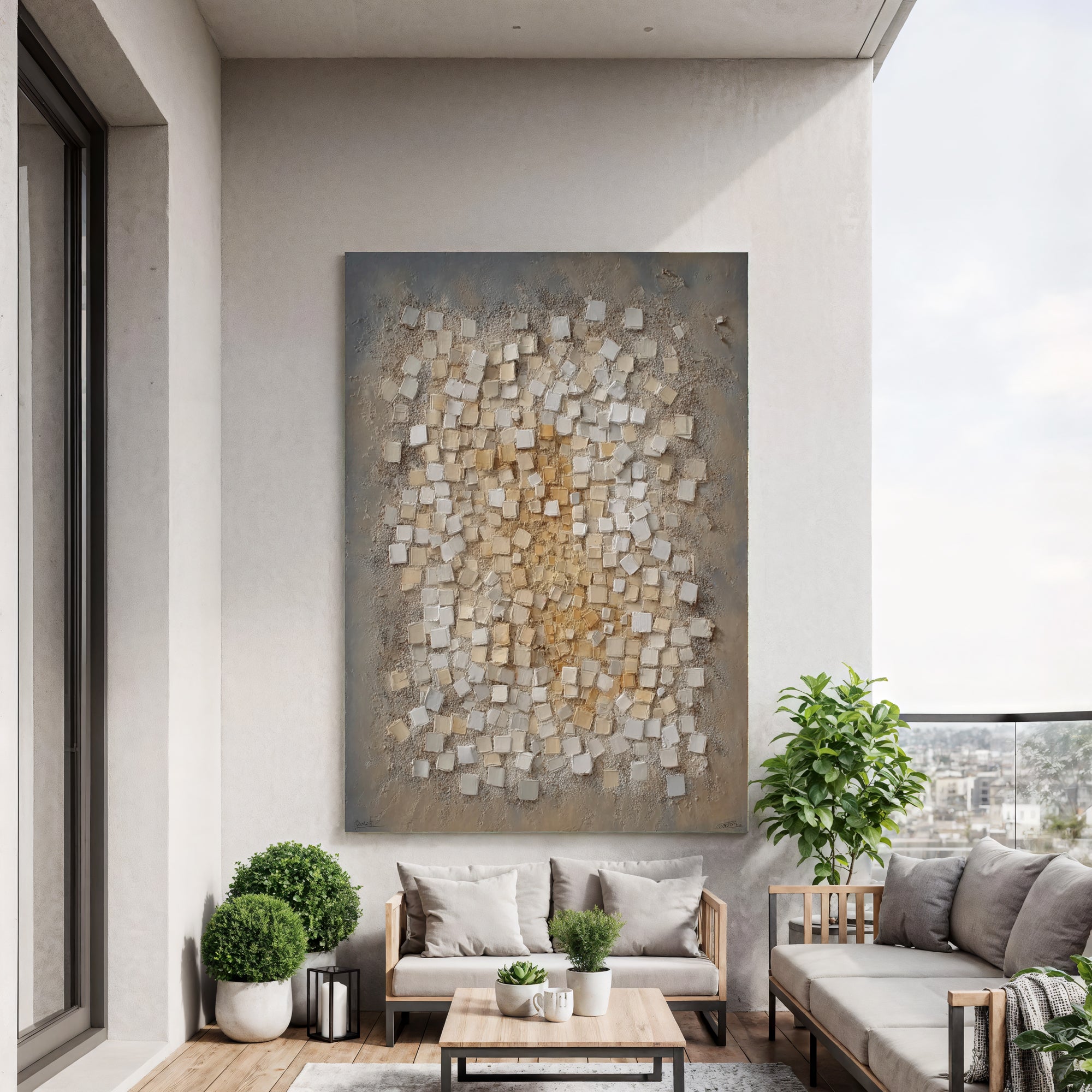 Textured Cubic Elegance | Grey Gold