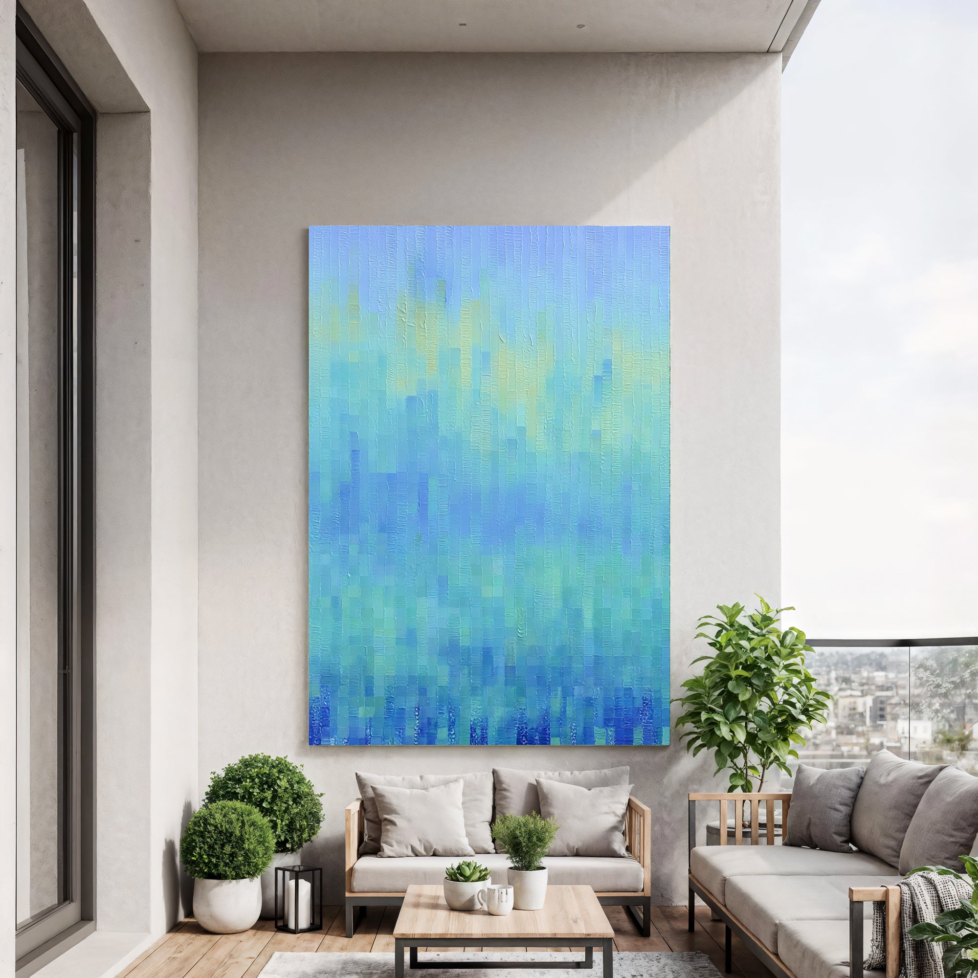 Textured Azure Mosaic | Teal Glow