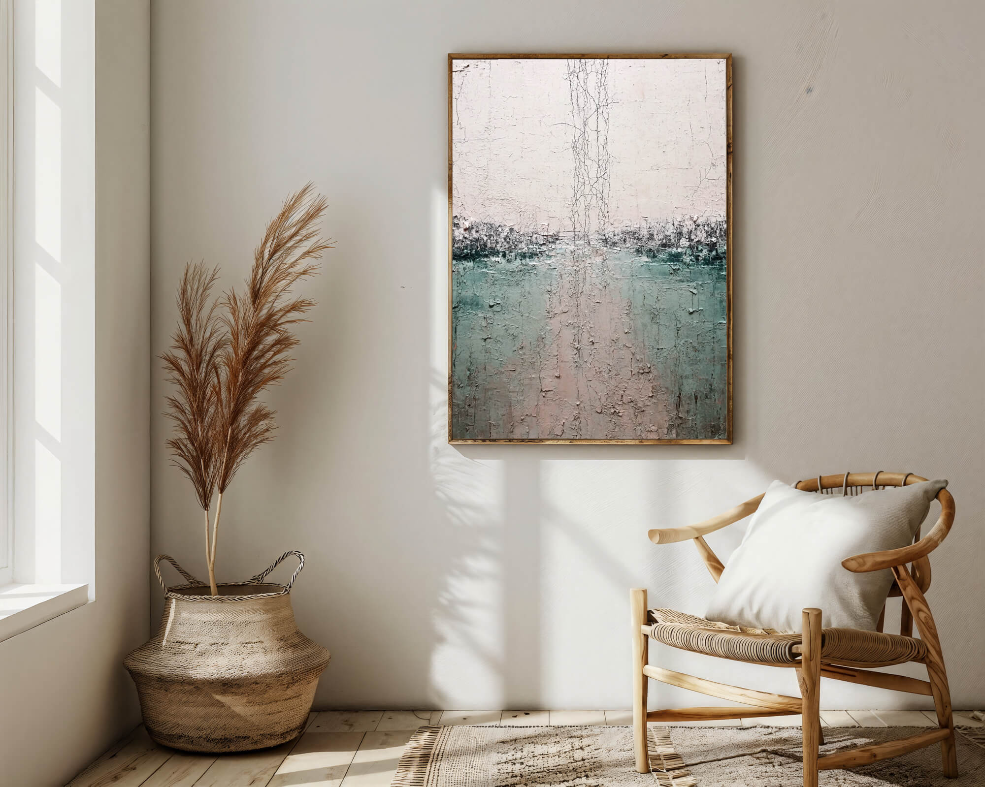 Textured Cracked Horizon | Teal  Blush