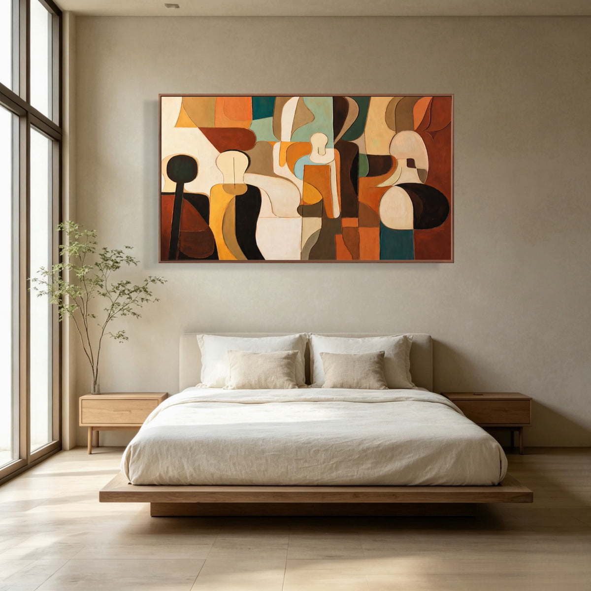 An Afternoon Gathering — horizontal folk & whimsical figure art, view 1