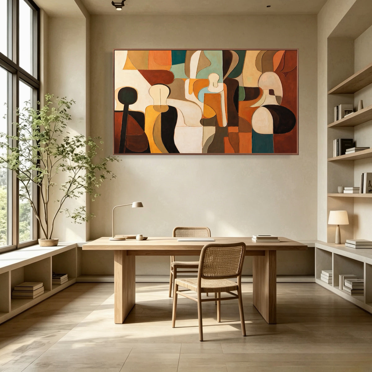 An Afternoon Gathering — horizontal folk & whimsical figure art, view 2