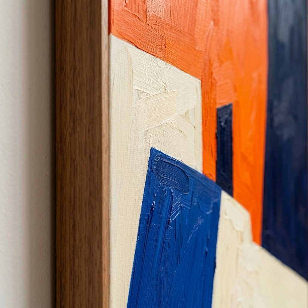 Angles Against Orange — vertical geometric & linear art, view 7
