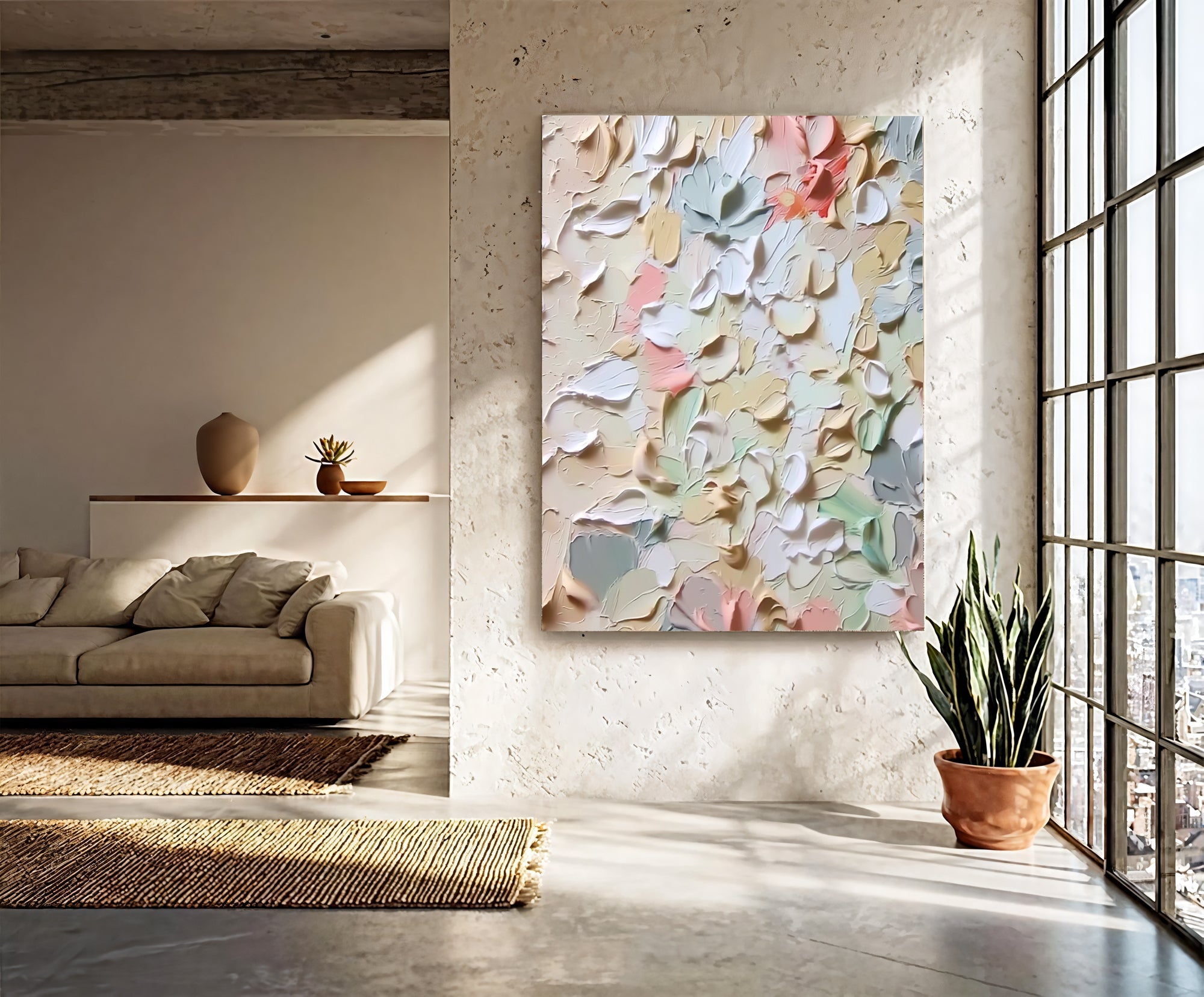 Textured Petal Tapestry | Pastel Blooms