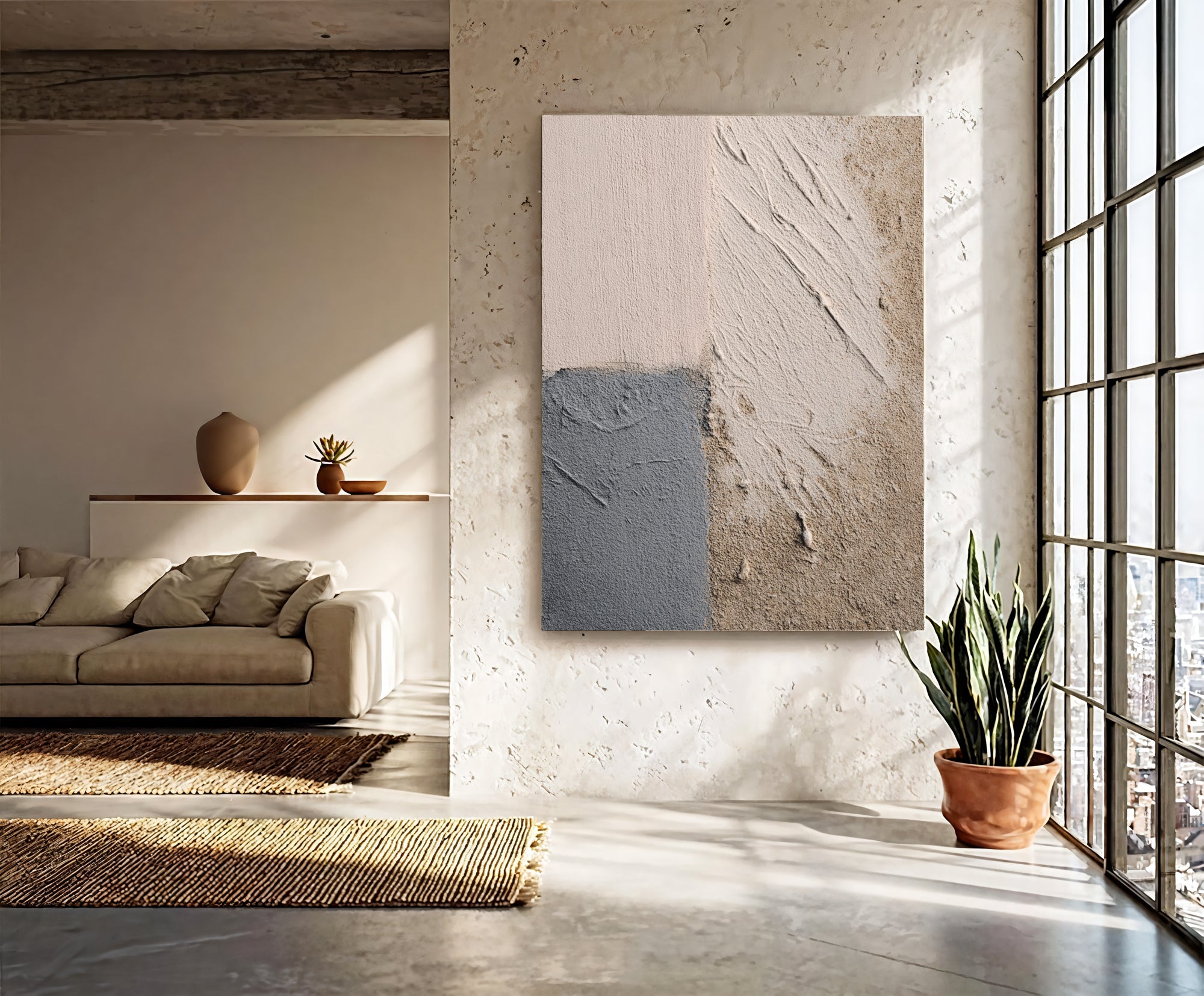 Textured Earthy Serenity | Beige Grey