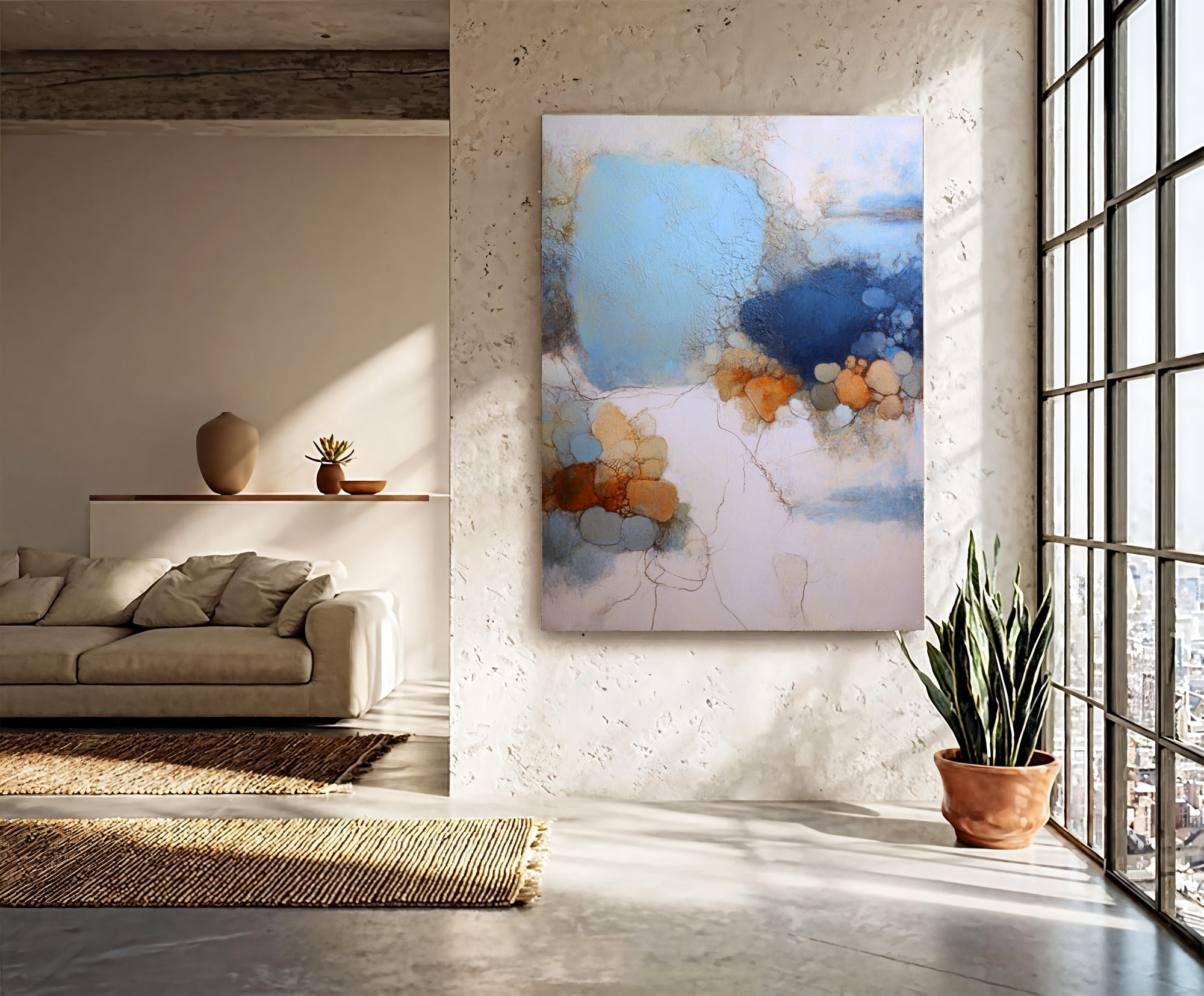 Textured Azure Patina | Amber Vein