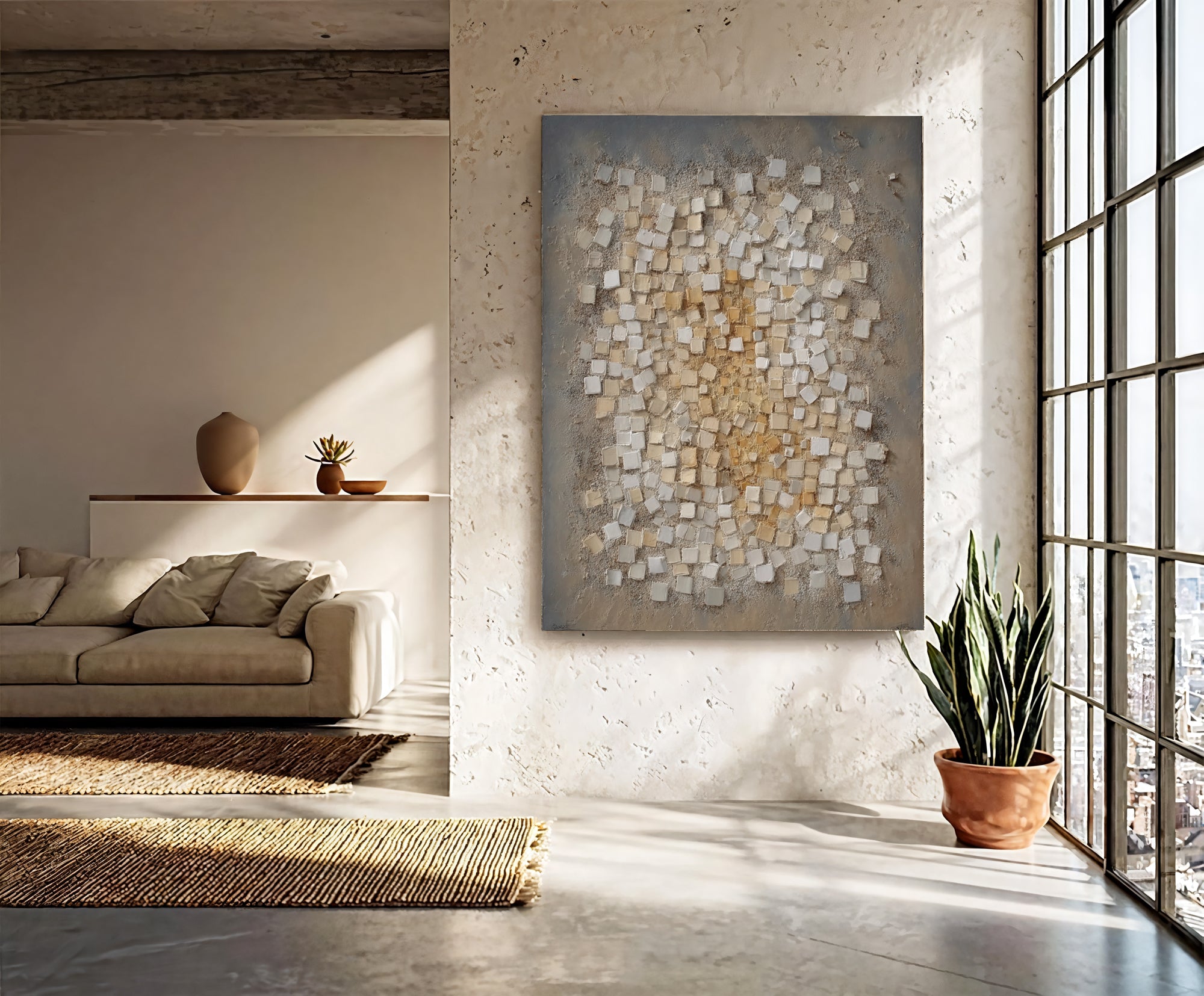 Textured Cubic Elegance | Grey Gold