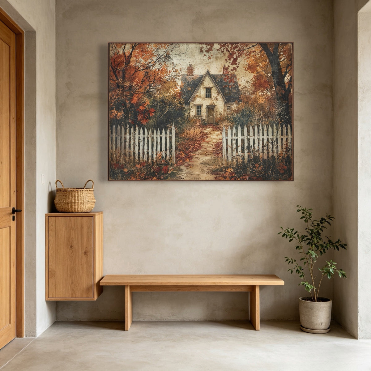 Beyond Autumn Fences — horizontal landscape art, view 1