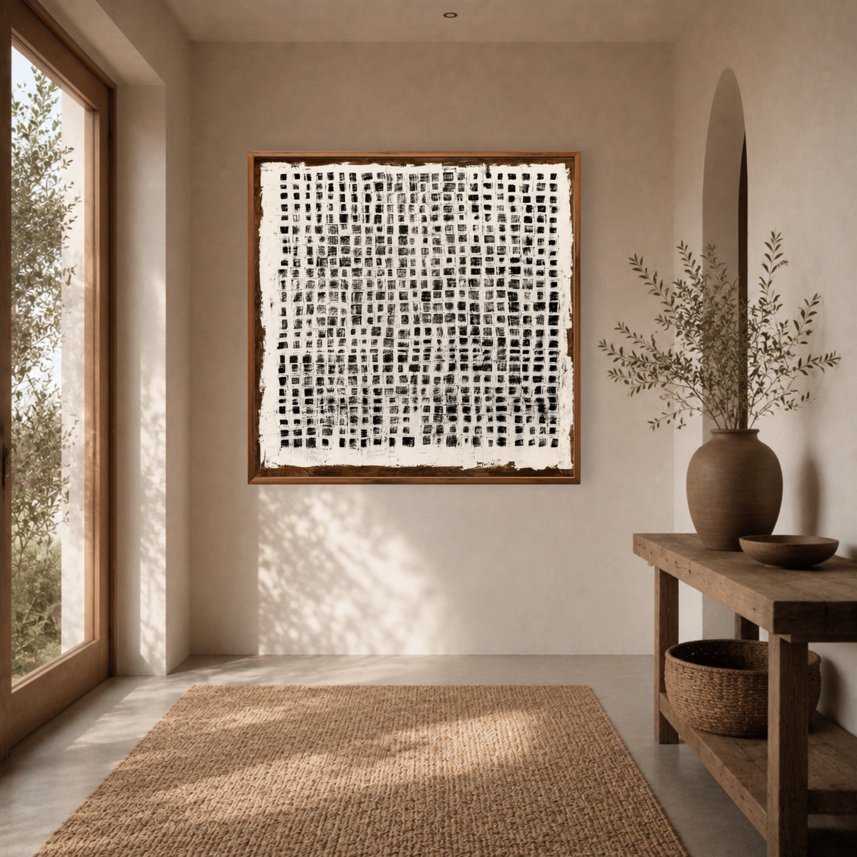 Black Grid Study oil painting room view 1