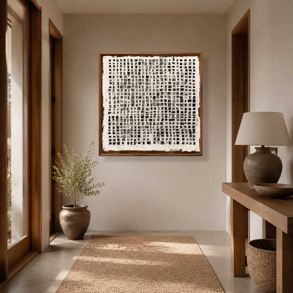 Black Grid Study oil painting room view 2