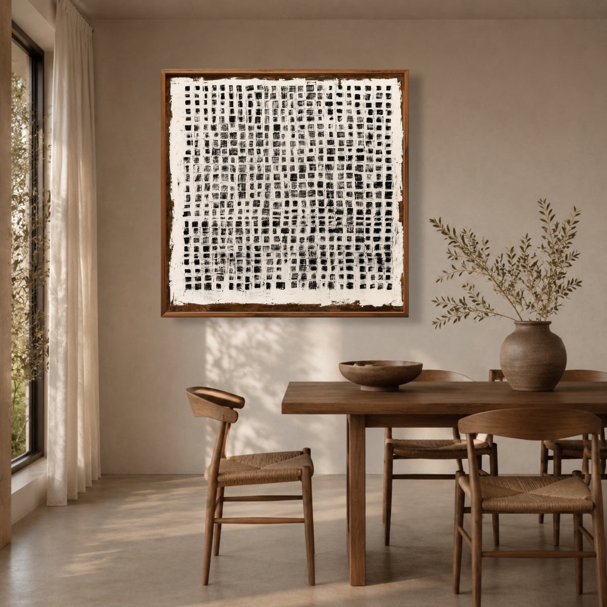Black Grid Study oil painting room view 4