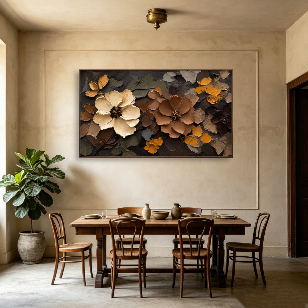 Blossoms In Relief — horizontal textured & impasto art, view 1
