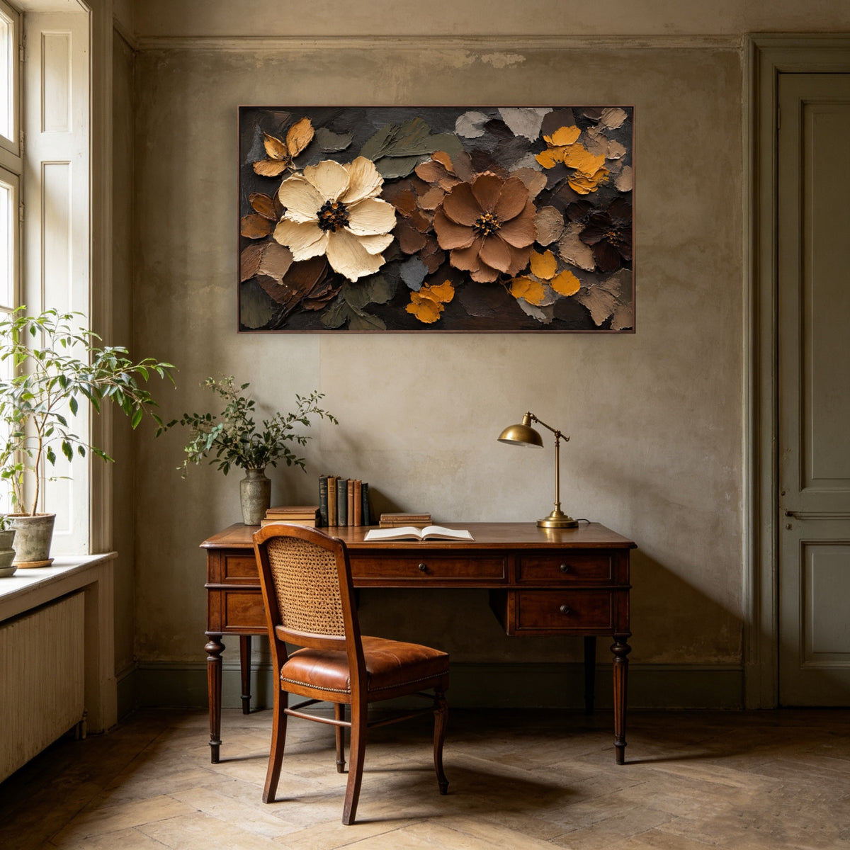 Blossoms In Relief — horizontal textured & impasto art, view 2