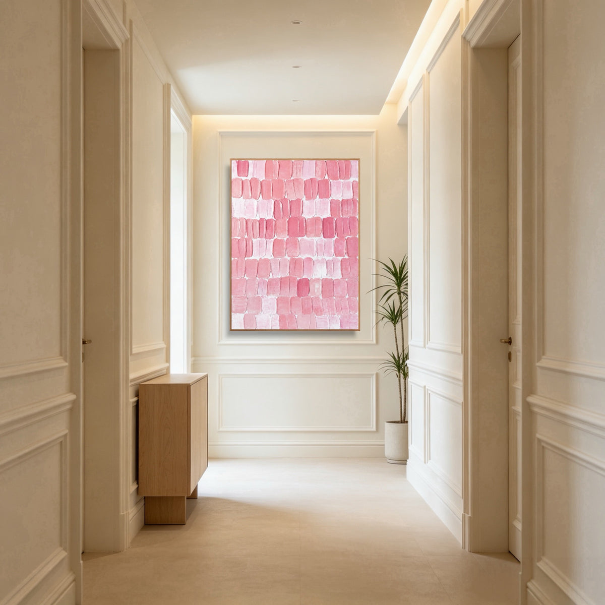 Blush In Blocks — vertical textured & impasto art, view 2