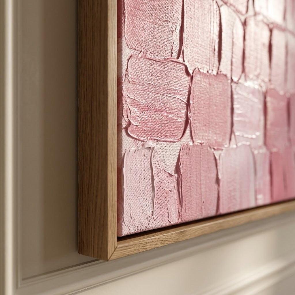 Blush In Blocks — vertical textured & impasto art, view 6