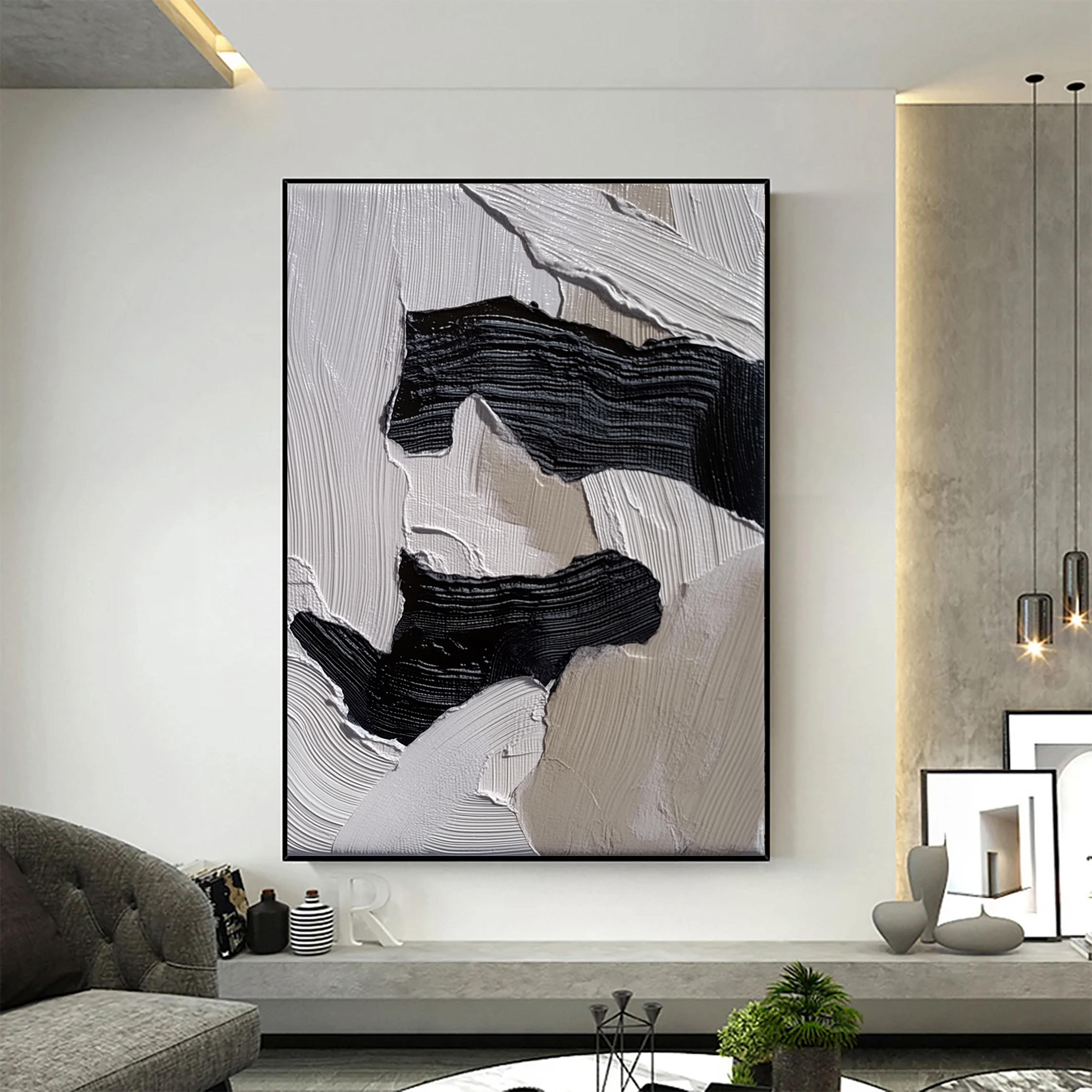 Textured Abstract Shapes | Black Beige