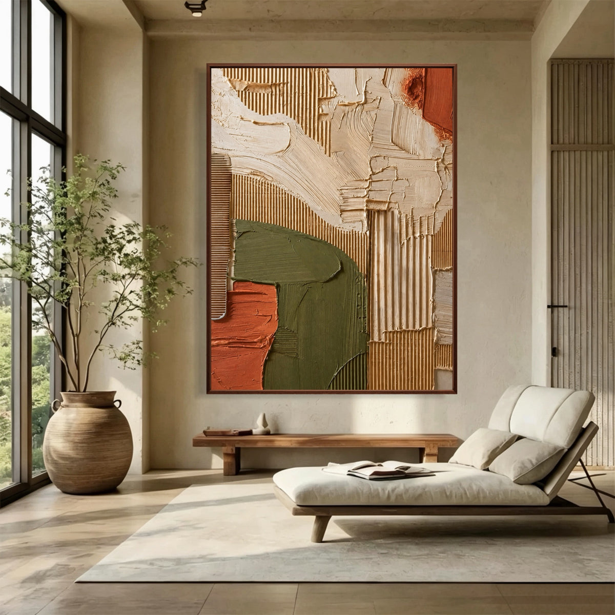 Carved Meadow Layers — vertical textured & impasto art, view 3