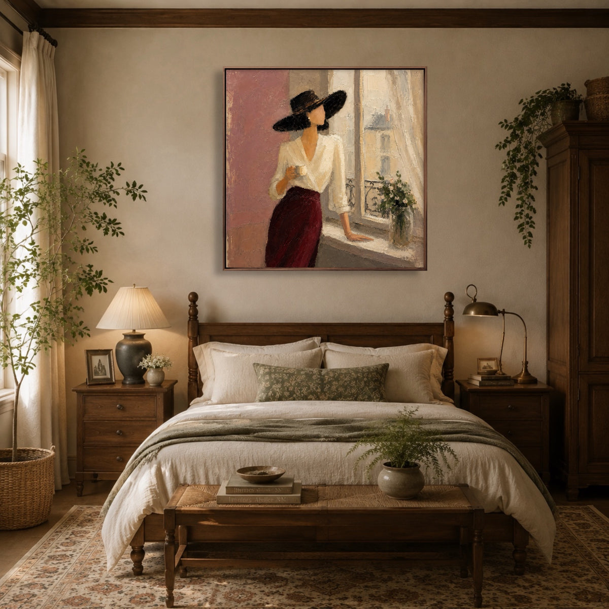 Crimson Window Pause oil painting view 1