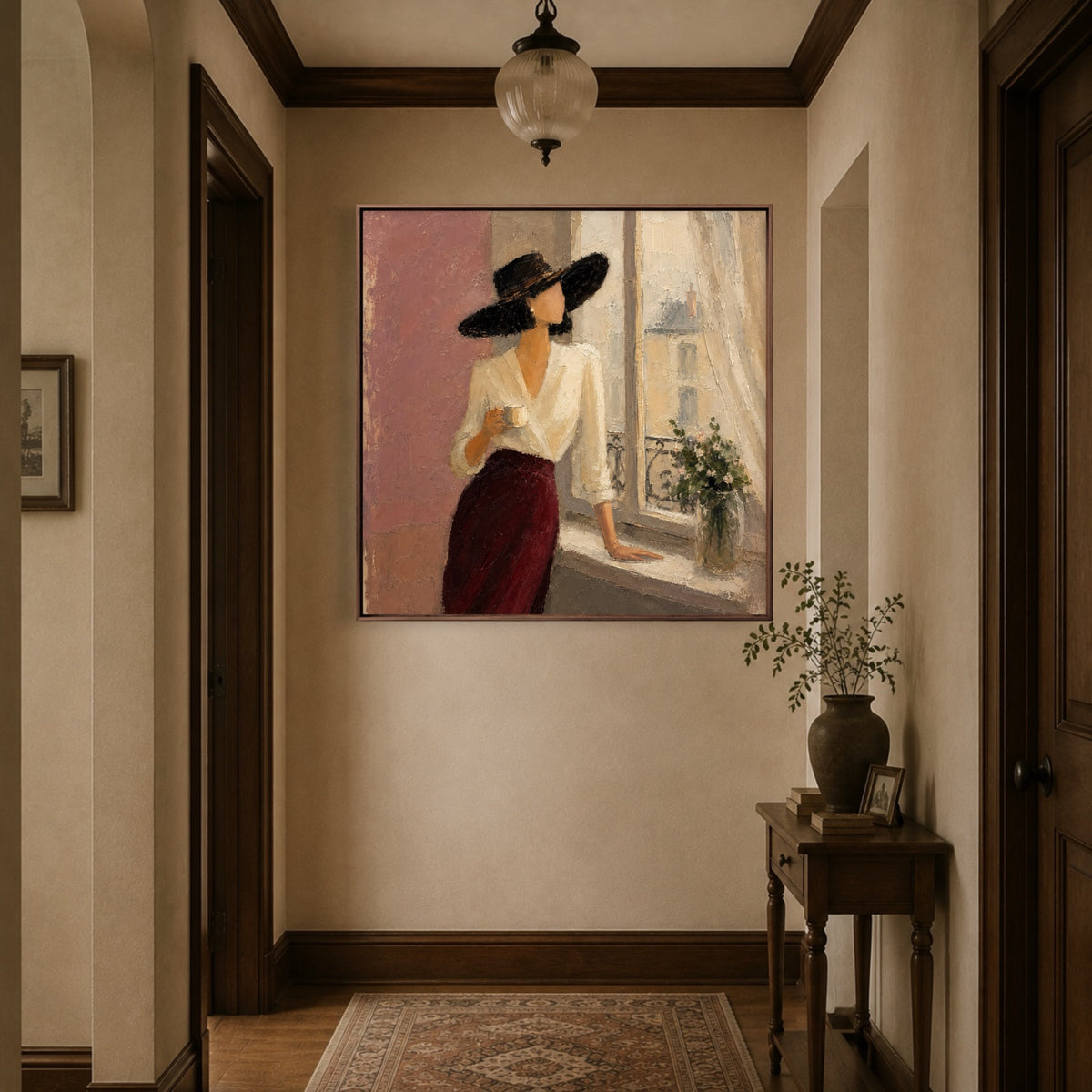 Crimson Window Pause oil painting view 4