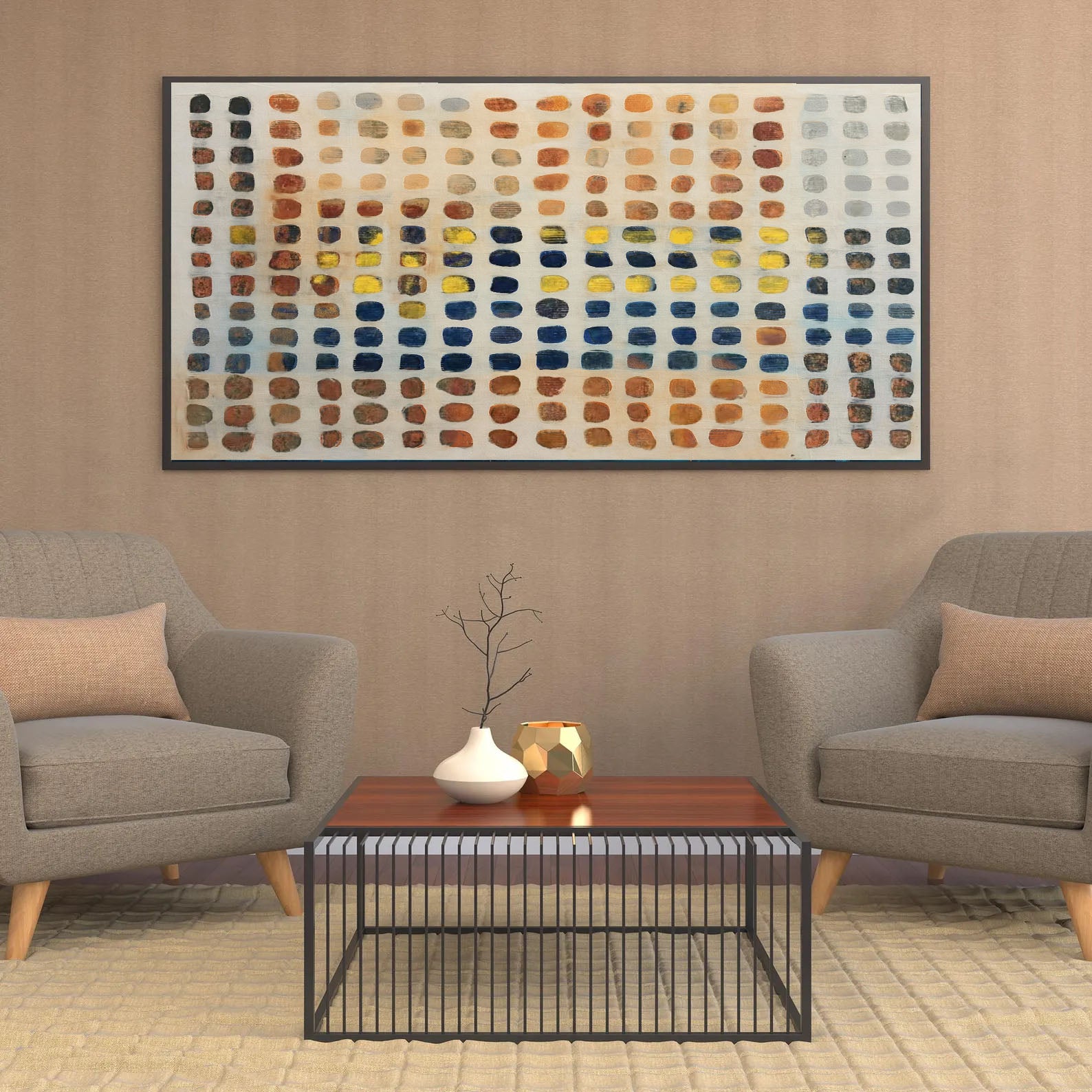Textured Grid Squares | Warm Indigo