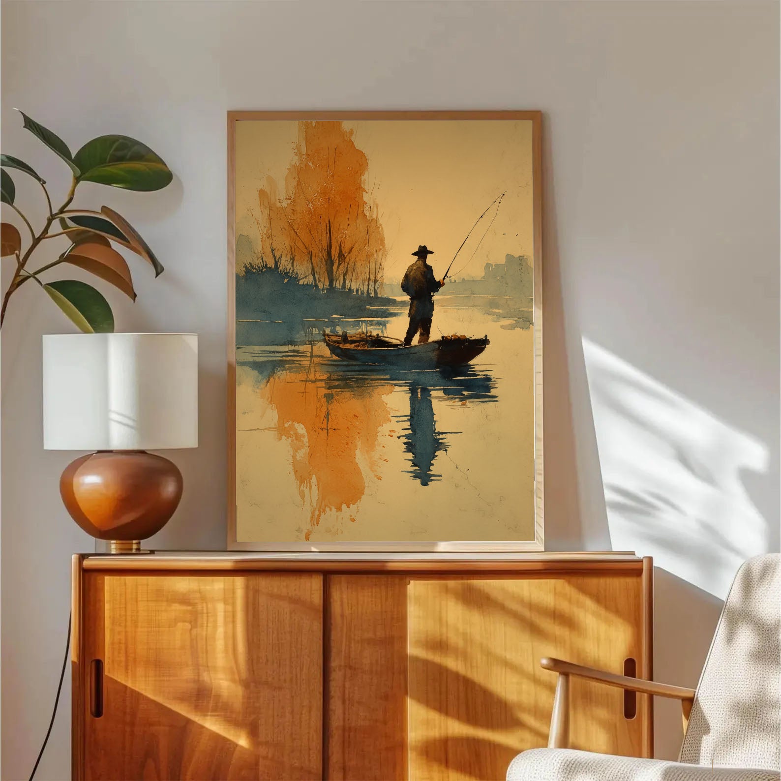 Fishing Scene Art | Textured Serenity